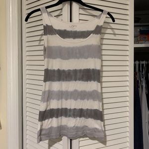 LOFT Size S White and Grey Striped Tank Top